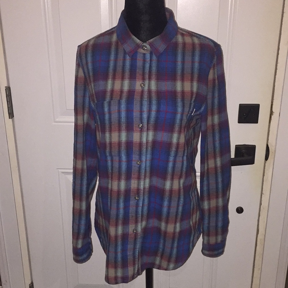 Vans Ladies Flannel Plaid Button Down Shirt Size Small